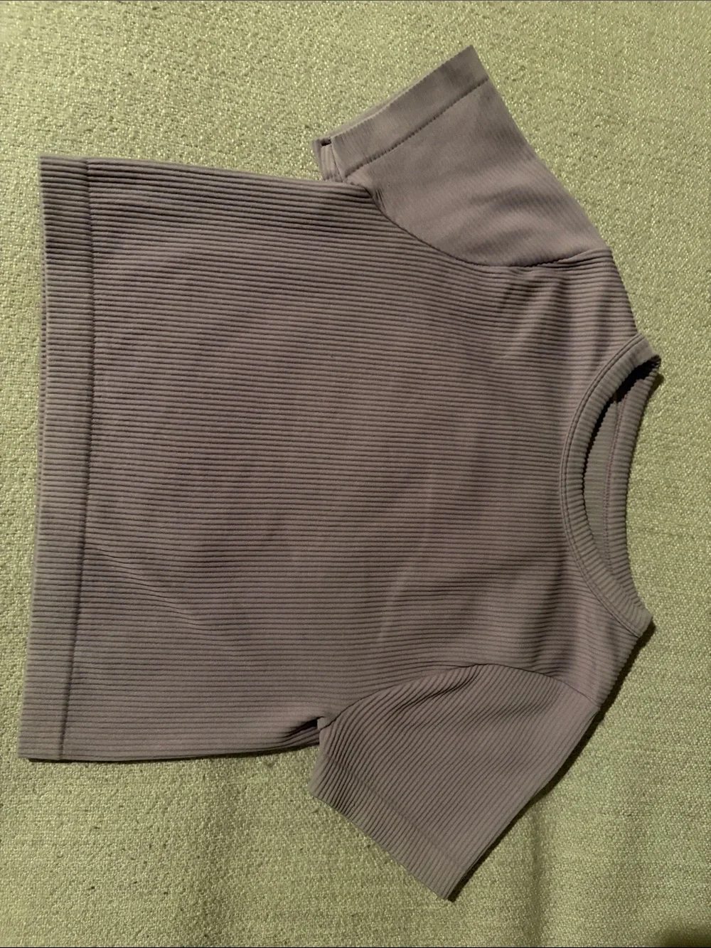 Ribbed Short Sleeve Crop Top - Lavender